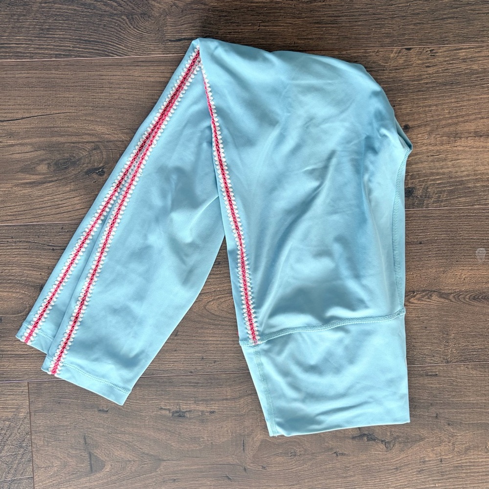 Nike Yoga Dri-FIT Crochet Trim High-Waisted 7/8 Leggings Blue/Pink M - Picture 11 of 11